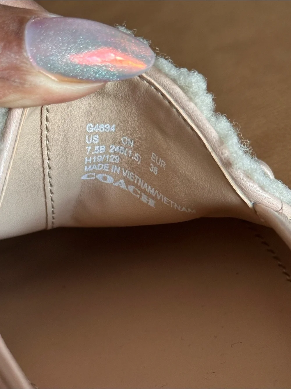 Coach Helena C Shearling Leather Loafers Pale Blush Pink 7.5B